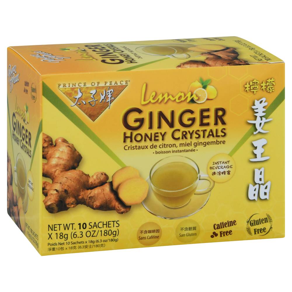 Prince Of Peace Lemon Ginger Honey Crystals Instant Beverage (10 ct)