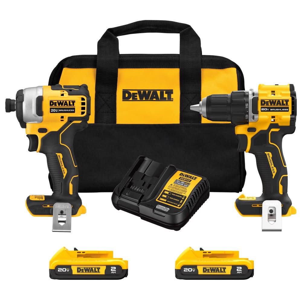 Dewalt 20V Max Atomic Cordless Brushless 2 Tool Compact Drill And Impact Driver Kit
