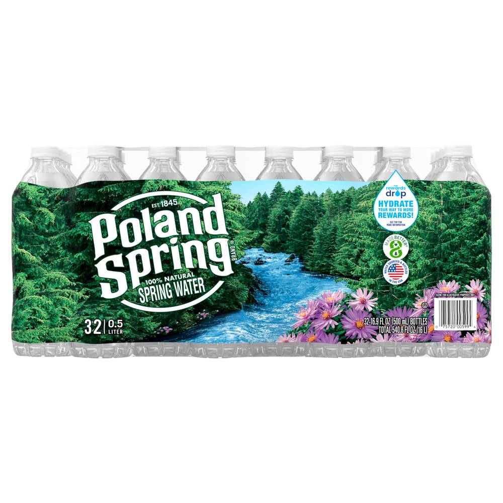 Poland Spring 100% Natural Spring Water (32 x 500 ml)