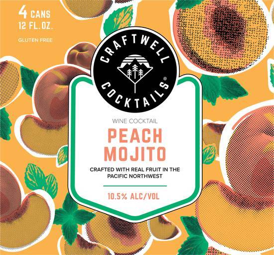 Craftwell Cocktails Peach Mojito (4 pack, 12 fl oz)