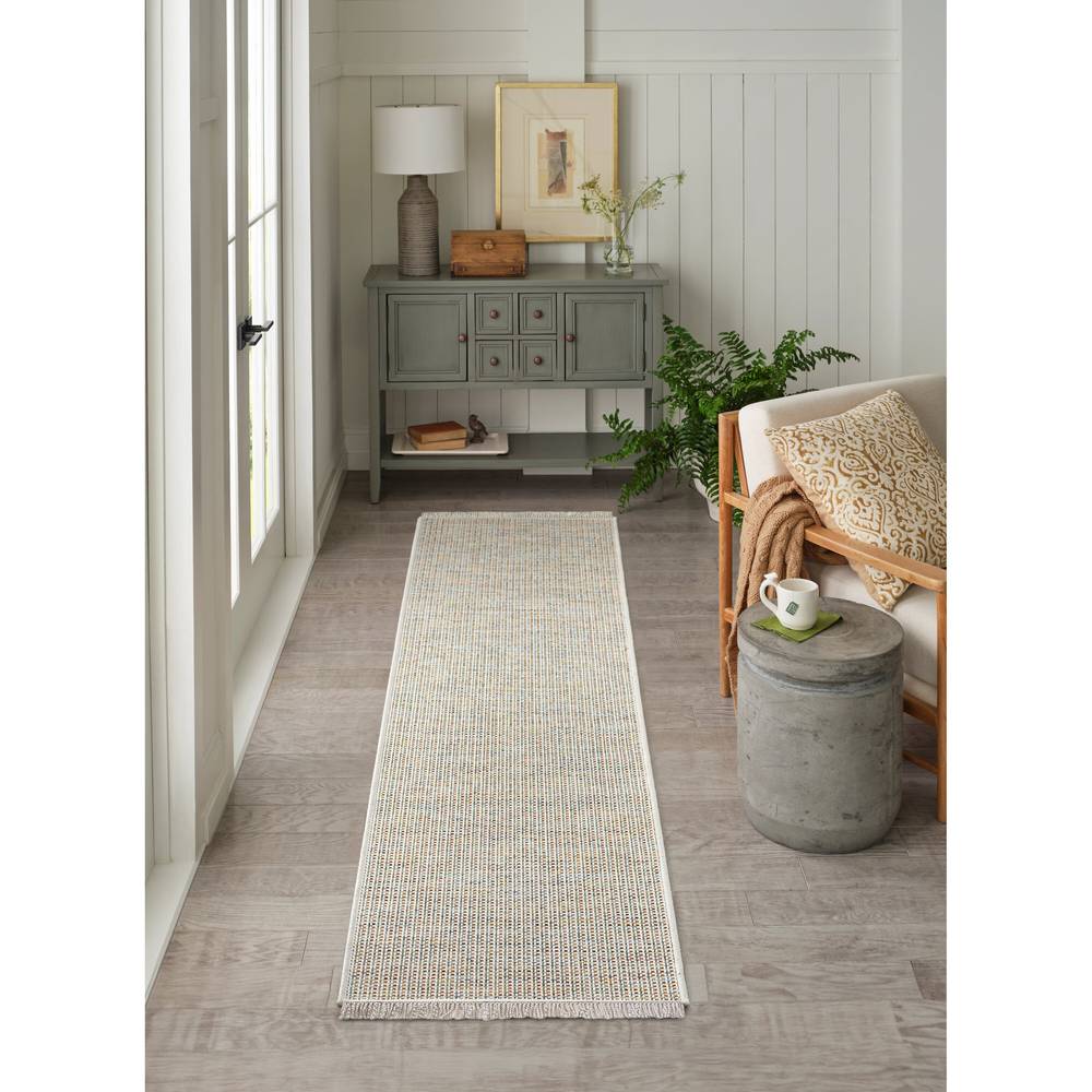 allen + roth with STAINMASTER Azure Blaze 2 X 8 (ft) Multicolor Indoor/Outdoor Solid Bohemian/Eclectic Runner Rug | SSAN013L