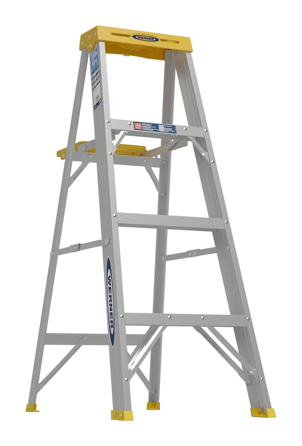 Werner 300 4-ft ( 8-ft Reach Height ) Aluminum Type 1 - 250 lbs. Load Capacity Step ladder