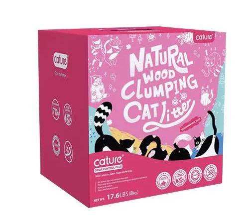 CATURE WOOD CLUMPING CAT LITTER-ODOR CONTROLPLUS 17,6 LBS / 8 KG 100% NATURAL WOOD+ACTIVITED CARBON+PLANT FIBER 02741