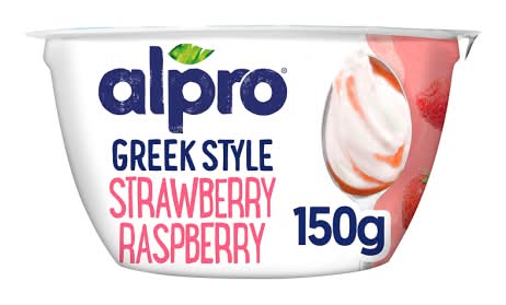 Alpro Strawberry-Raspberry, Greek Style Yoghurt Alternative (150g)