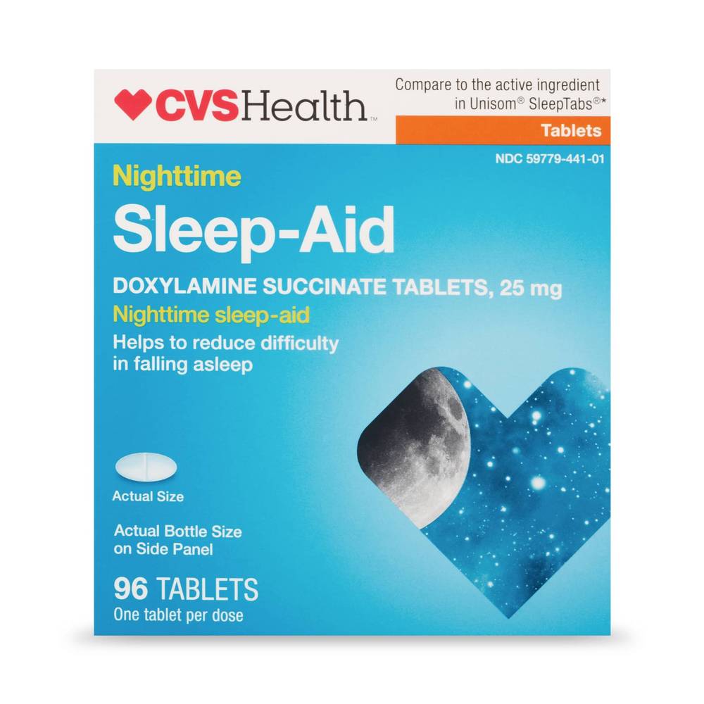 CVS Health Nighttime Sleep Aid Diphenhydramine HCI 25 MG Tablets, 96 CT