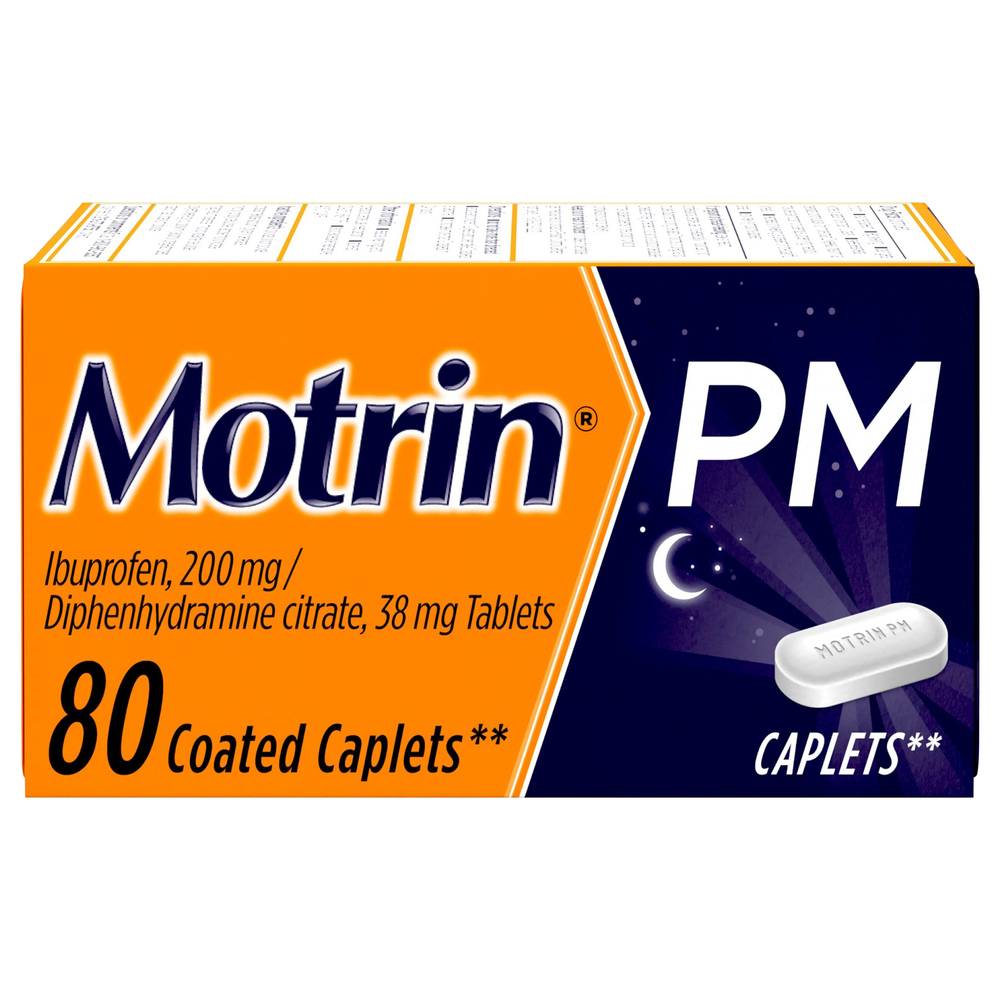 Motrin 200 mg Ibuprofen & 38 mg Sleep Aid Pain Reliever Caplets (80 ct)