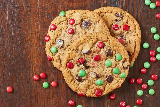 Chocolate Chip Cookie with Red & Green M&M’S