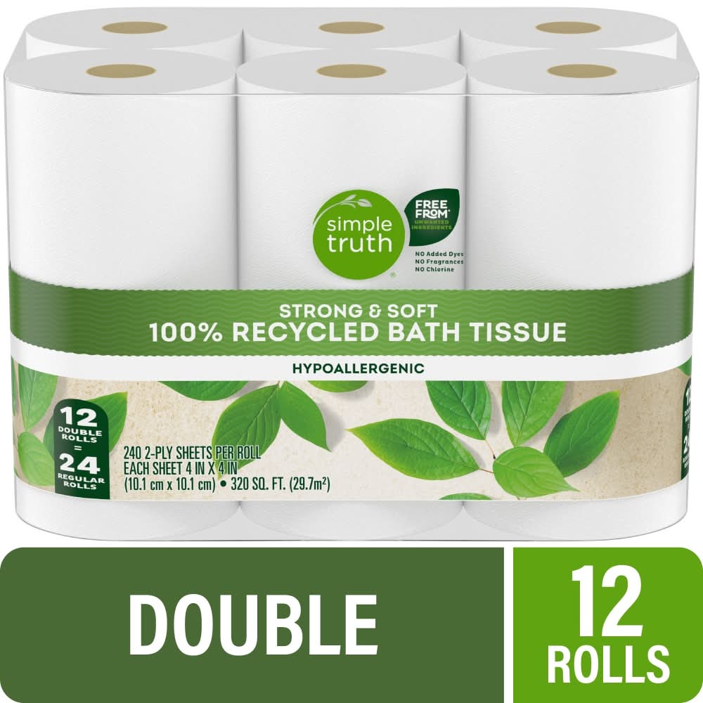 Simple Truth Strong & Soft Double Roll Bath Tissue, 4x4 in (12 ct)