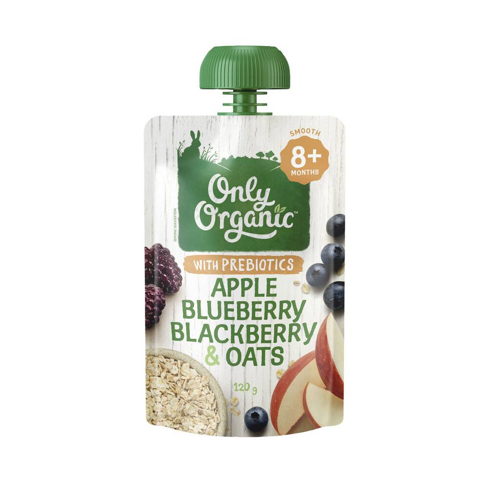 Only Organic Baby Food Apple Blueberry Blackberry & Oat (120g)