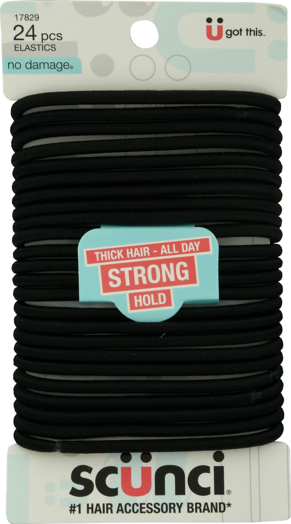 Scunci All Day Strong Hold Elastics, Black (1.6 oz, 24 ct)