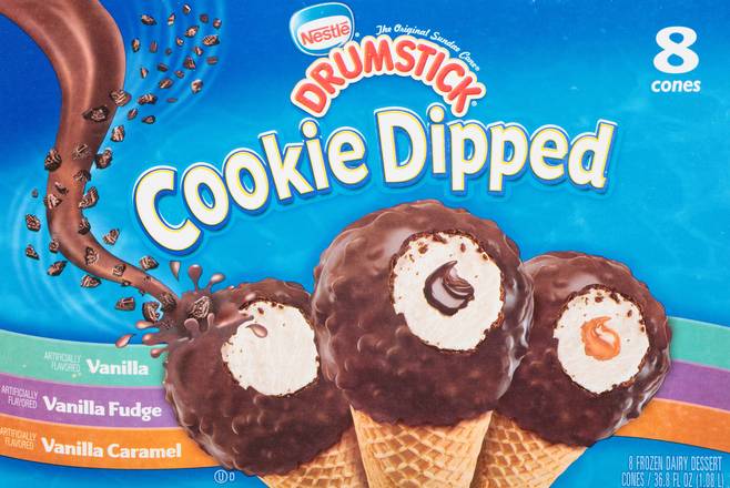 Nestlé Drumstick Cookie Dipped Frozen Dairy Dessert Cones (8 ct)