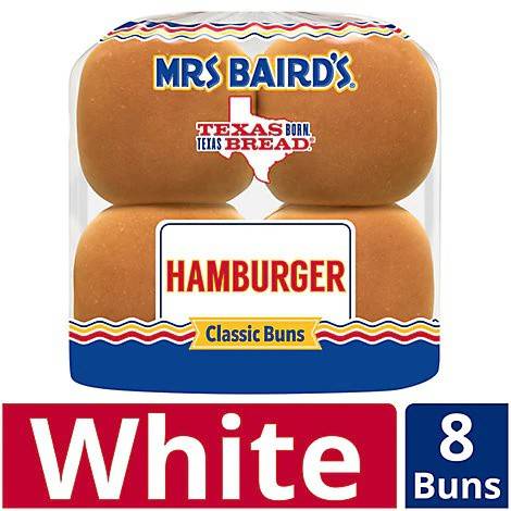 Mrs Baird's Classic White Hamburger Buns
