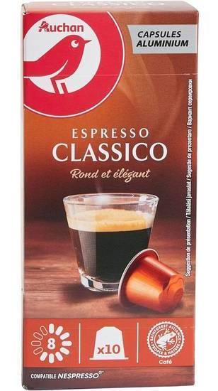 Capsules café espresso classico x10 auchan