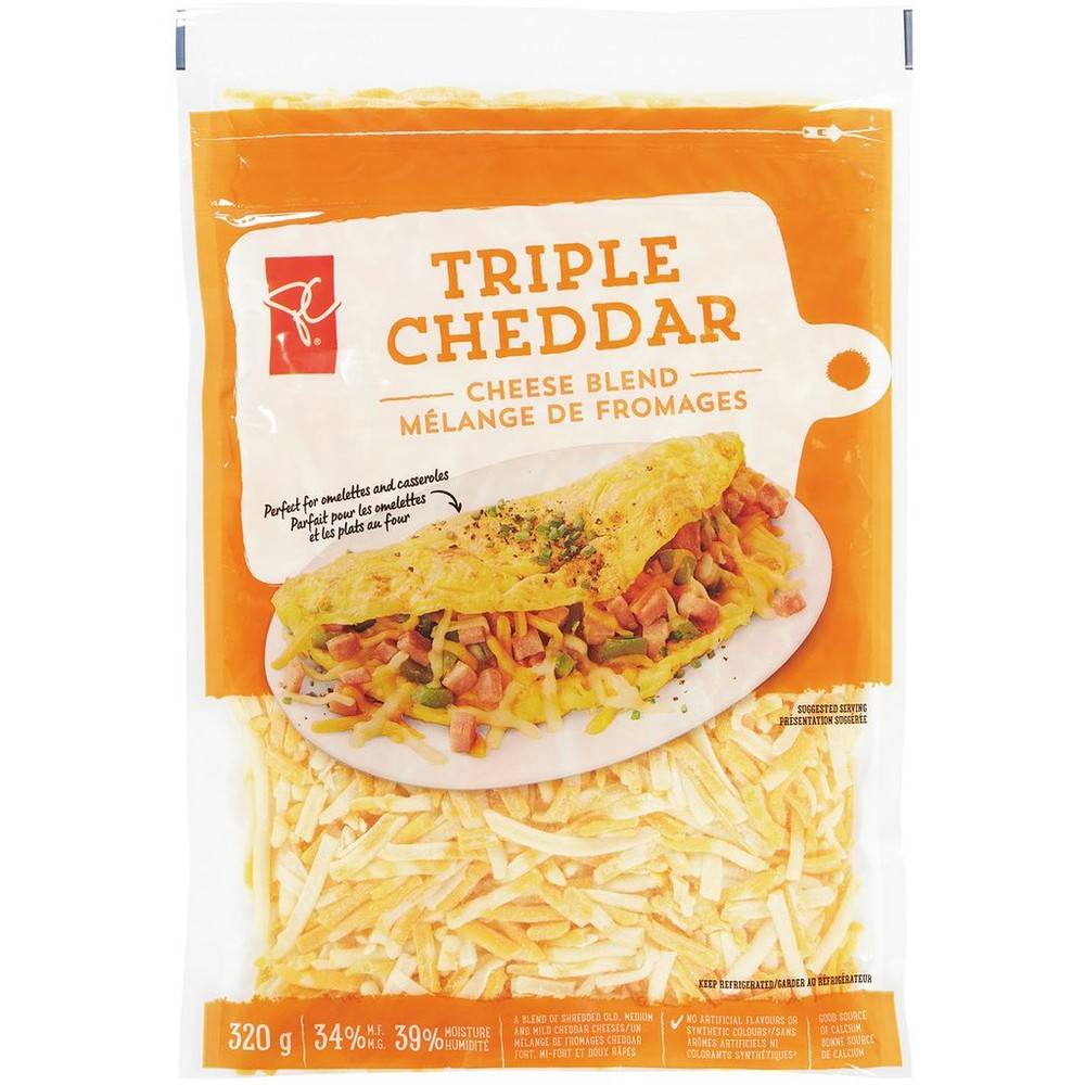 President's Choice Triple Cheddar Shredded Cheese Blend (320 g)