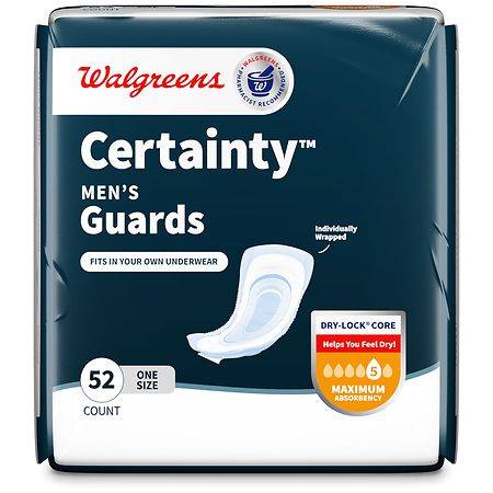 Walgreens Certainty Incontinence Guards For Men, Maximum Absorbency (52 ct)