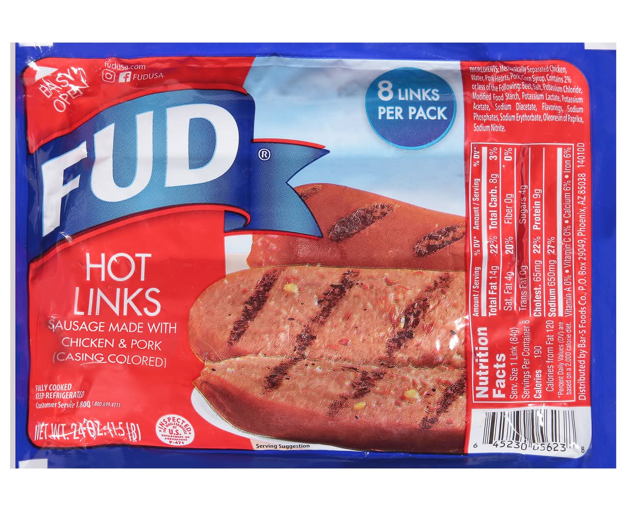 FUD Hot Sausage Links (24 oz, 8 ct)