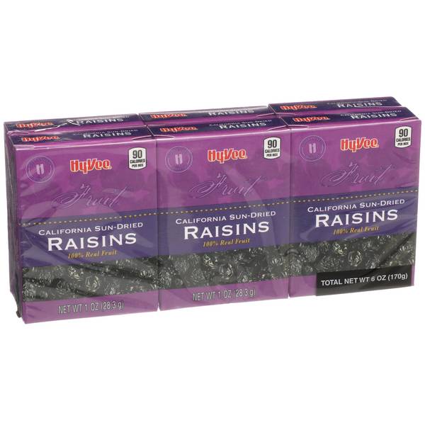 Hy-Vee Raisins California Sun-Dried 6-1oz. Boxes
