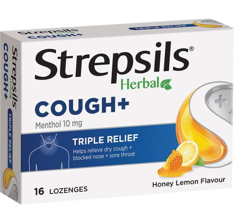 Strepsils Lozenges Herbal Cough Honey Lemon 16s