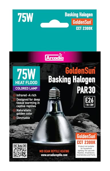 Arcadia 75 Watts Reptile Goldensun Colored Basking Halogen