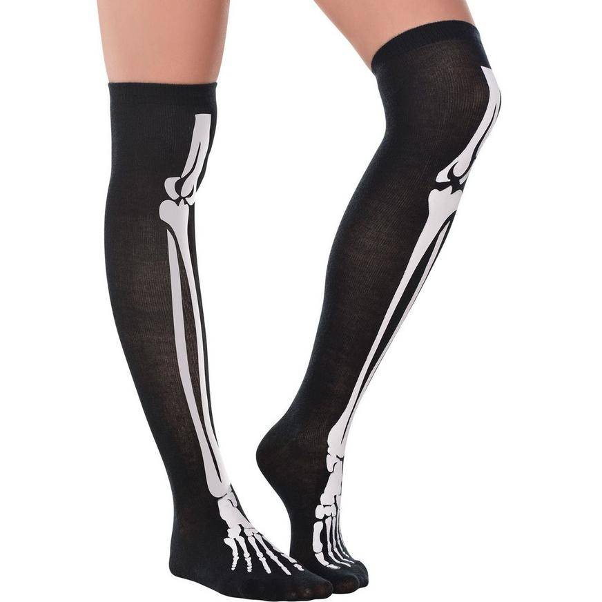 Skeleton Bones Over-the-Knee Socks