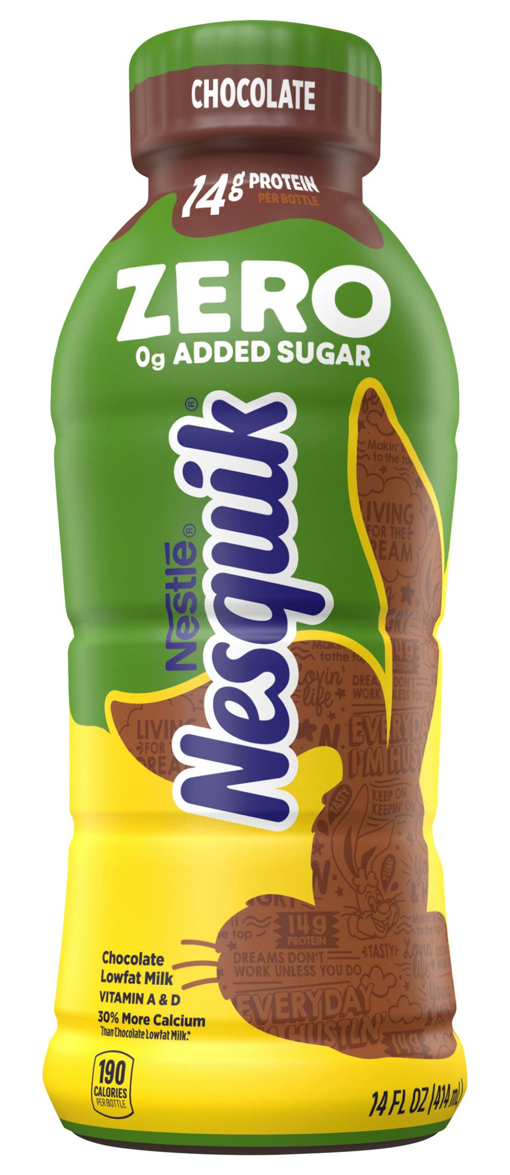 Nesquik Zero Sugar Ready To Drink Lowfat Milk, Chocolate (14 fl oz)