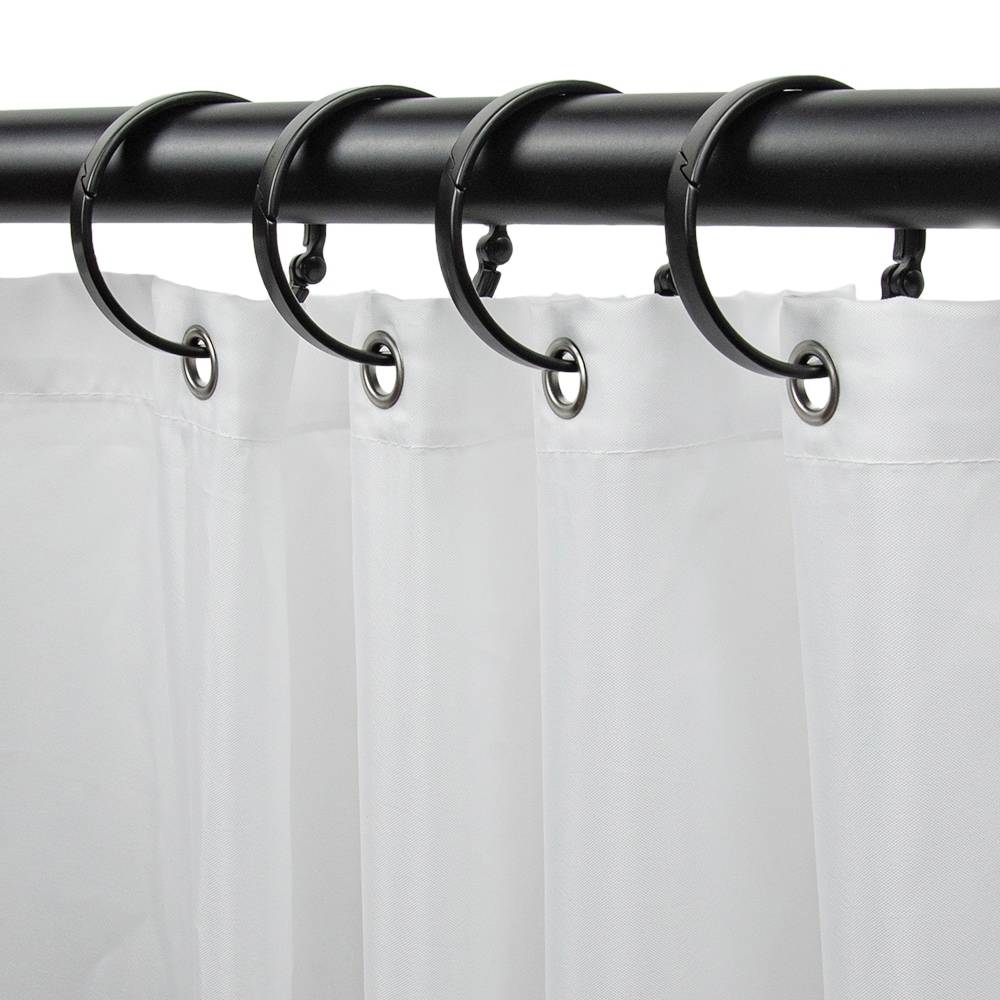 allen + roth Matte Black Aluminum Single Shower Curtain Rings (12-Pack) | SHLSNH08MB