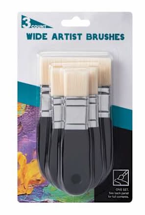 Wide Artist Brushes 3-Pack Set Black