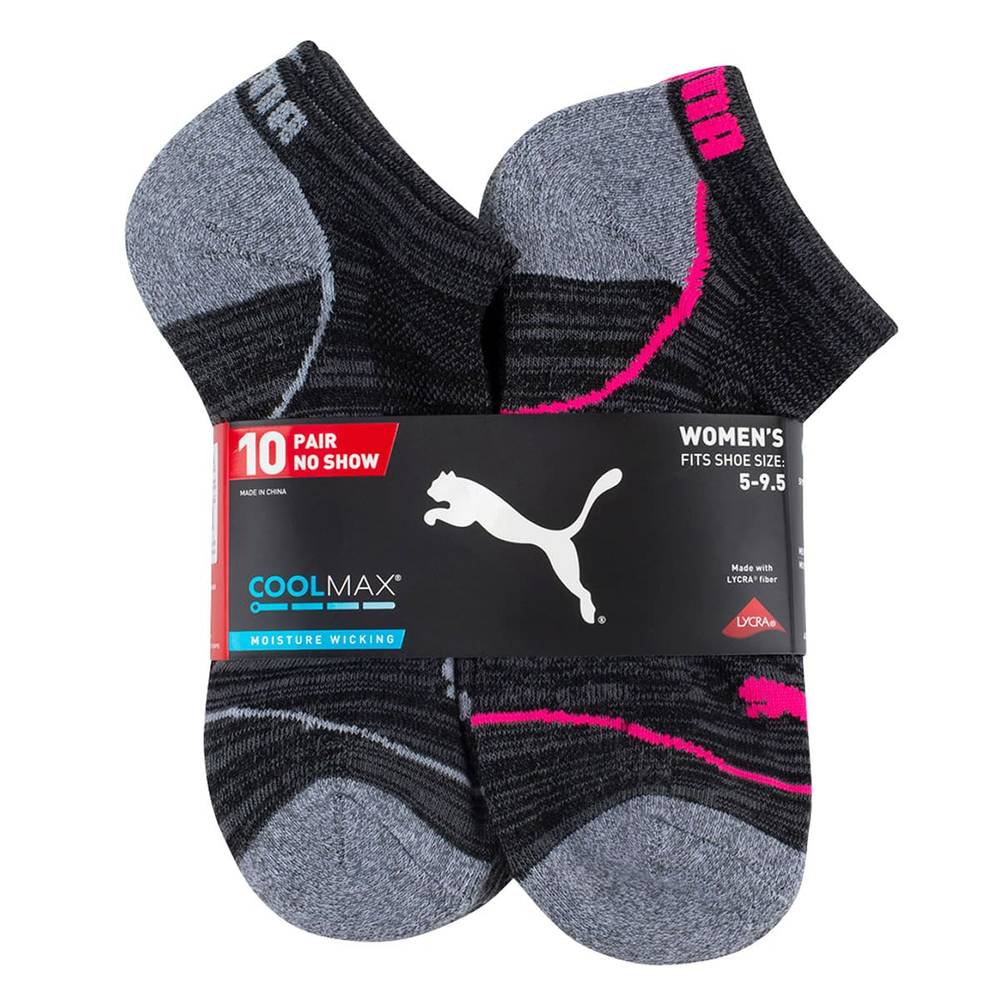 PUMA Ladies' No Show Sock, 10-pair, Assorted Colors