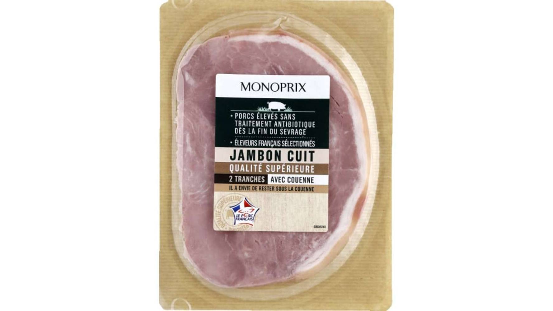 Monoprix - Jambon cuit qualité supérieure avec couenne