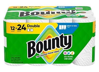Bounty Select-A-Size Double Roll Paper Towels, 2-ply, 82 Sheets/Roll, 12 Rolls/Pack (66541/06130)