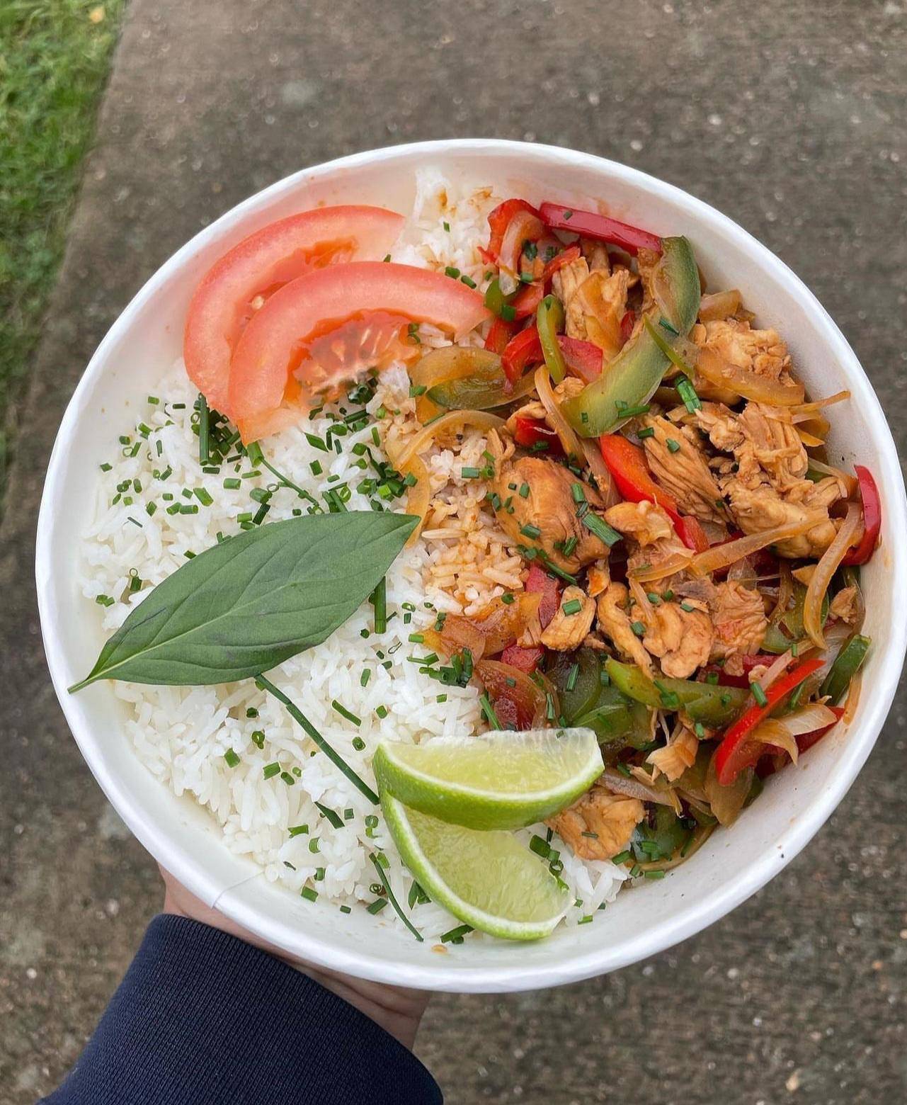 Riz sauté  sauce basilic 🌿