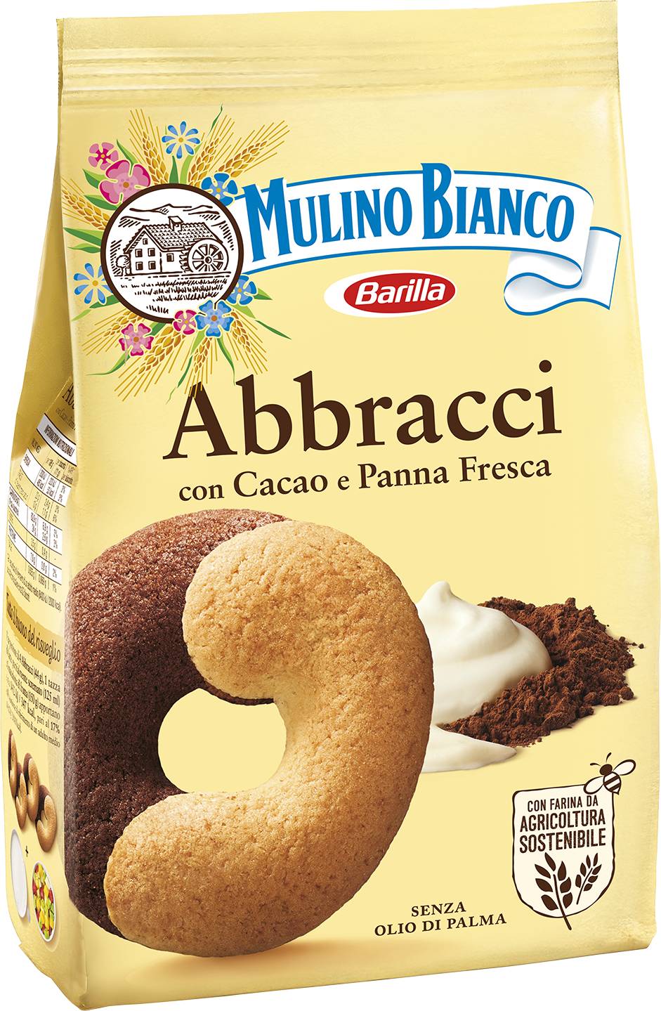 Barilla - Mulino bianco biscuits sablés abbracci à la crème fraîche et cacao (350g)