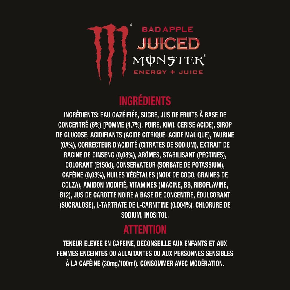 Monster Energy - Juiced boisson énergisante, pomme pourrie (500ml)