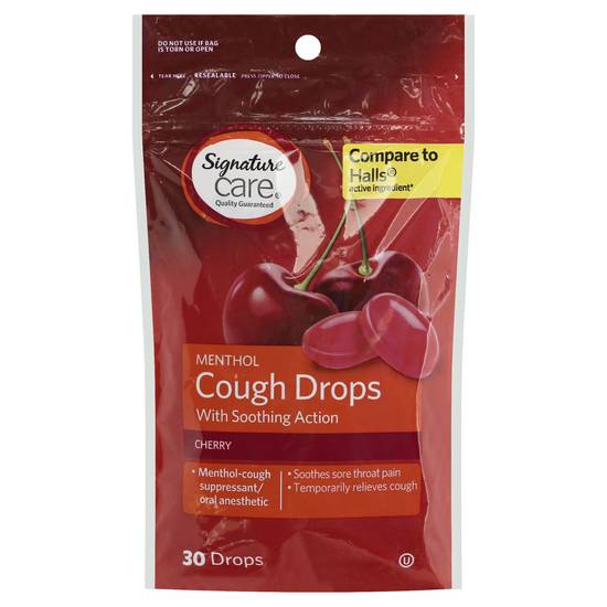 Signature Care Menthol Cherry Cough Drops (30 ct)