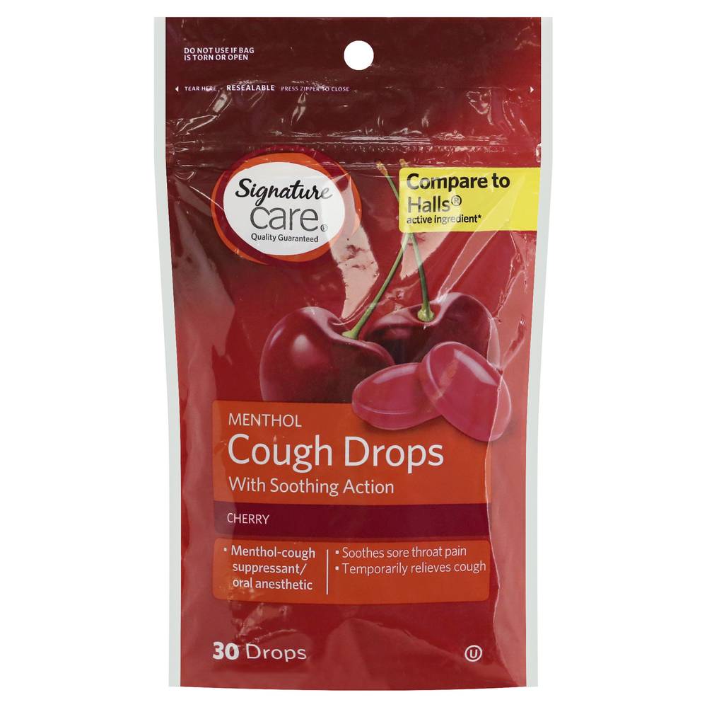 Signature Care Menthol Cherry Cough Drops (3 oz)