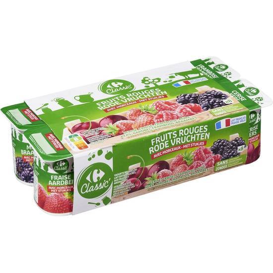 Carrefour Classic' - Yaourt aux fruits rouges (8 pièces) (cerise - fraise - framboise - mûre)