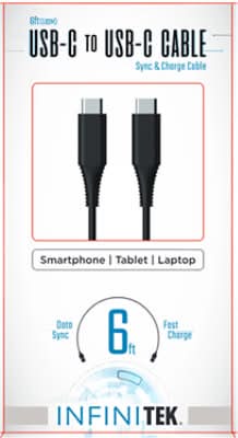 Infinitek Type C Sync & Charge Cable, 6 ft