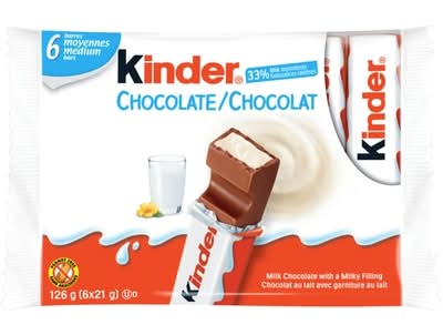 Kinder barres chocolatées - candy bars (6 pièces) (chocolat au lait )