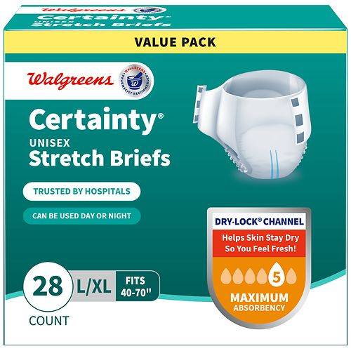 Walgreens Certainty Unisex Adjustable Incontinence Stretch Briefs with Tabs L/XL - 28.0 ea