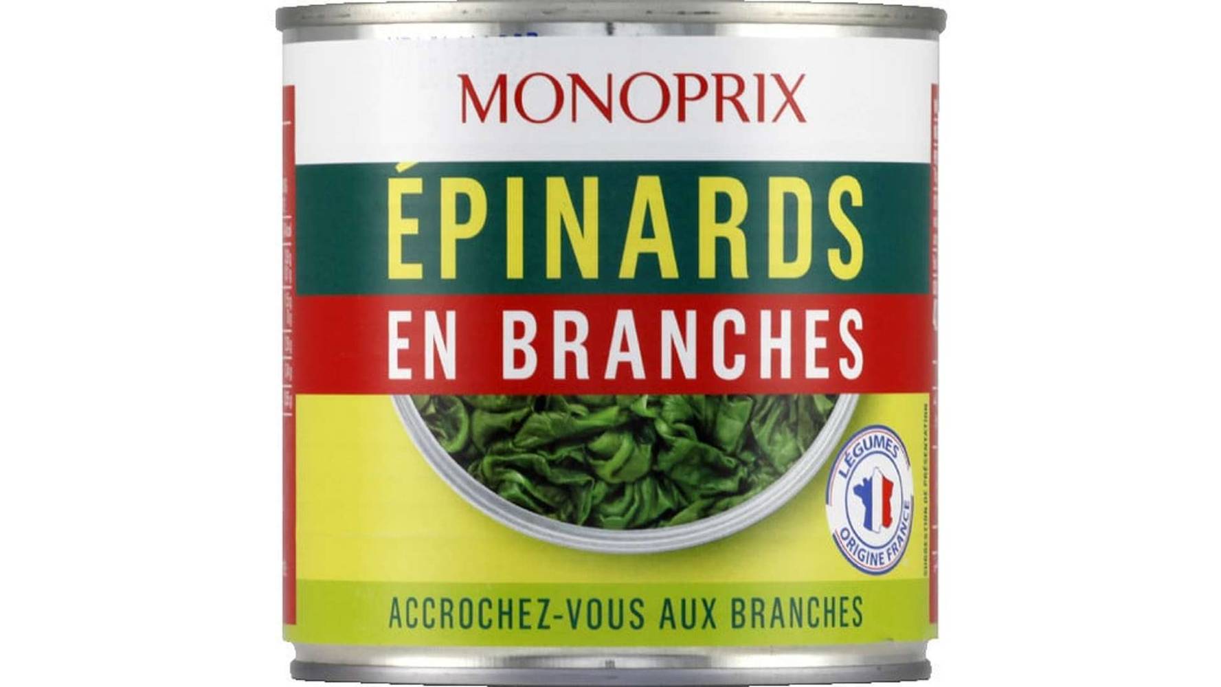 Monoprix Epinards en branches La boîte de 265g net égoutté