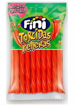 Regaliz de goma sabor fresa rellenos con zumo de fruta Fini 125 g.
