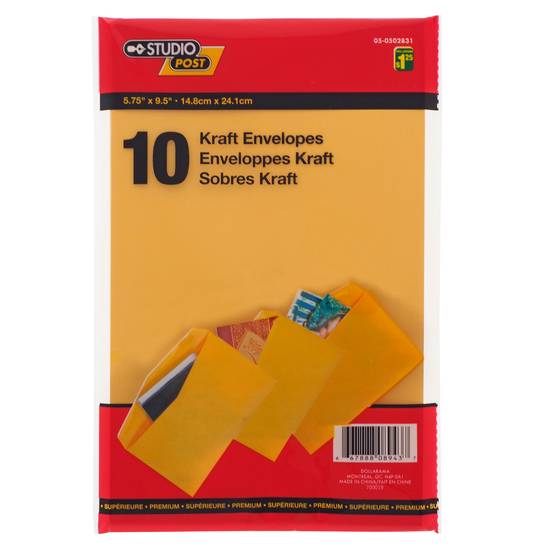 Studio Kraft Envelopes 5.75" x 9.5", 10 Pack (5.75"x9.5")