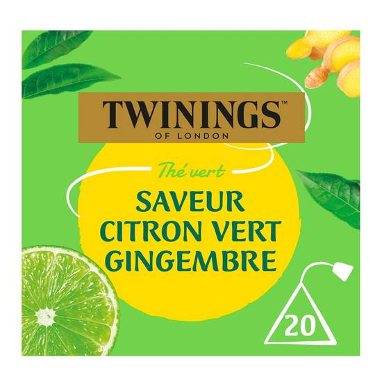 Thé vert Citron Vert Gingembre TWININGS - la boite de 20 sachets