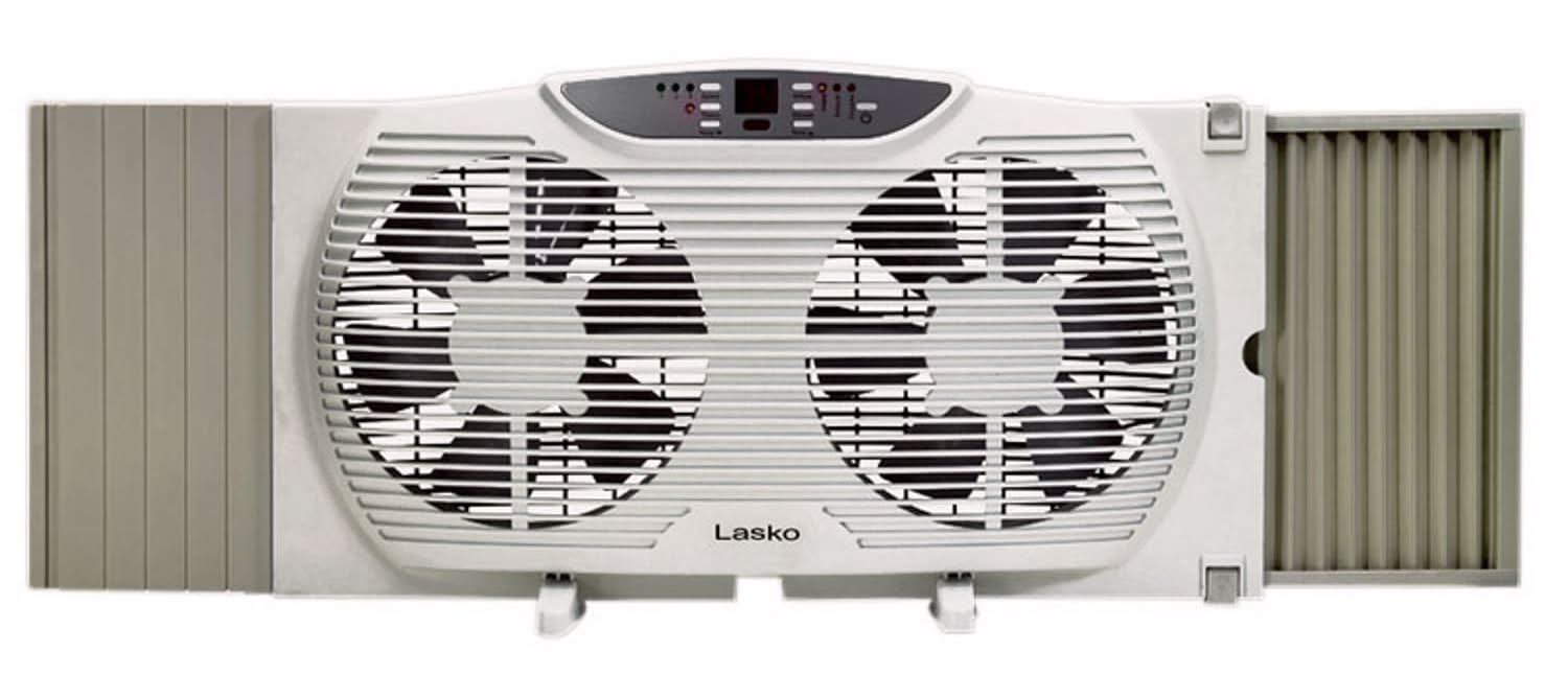 Lasko 12.9 In. H X 9 In. D 3 Speed Electronically Reversible Twin Window Fan Remote Control
