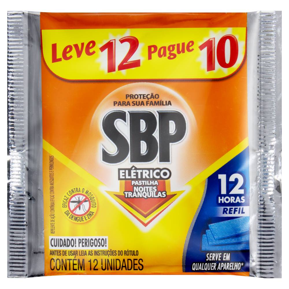 Sbp refil repelente elétrico pastilha (12 un)