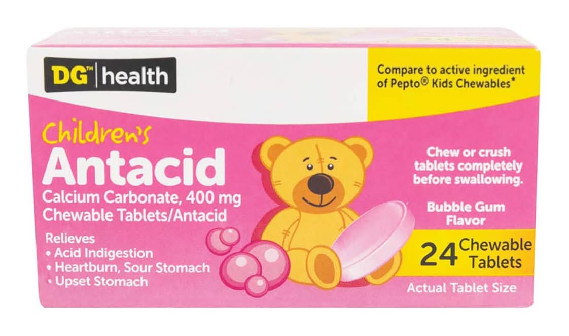 DG Health Children's Antacid Chewable Tablets 400 mg, Bubble Gum (24 ct)