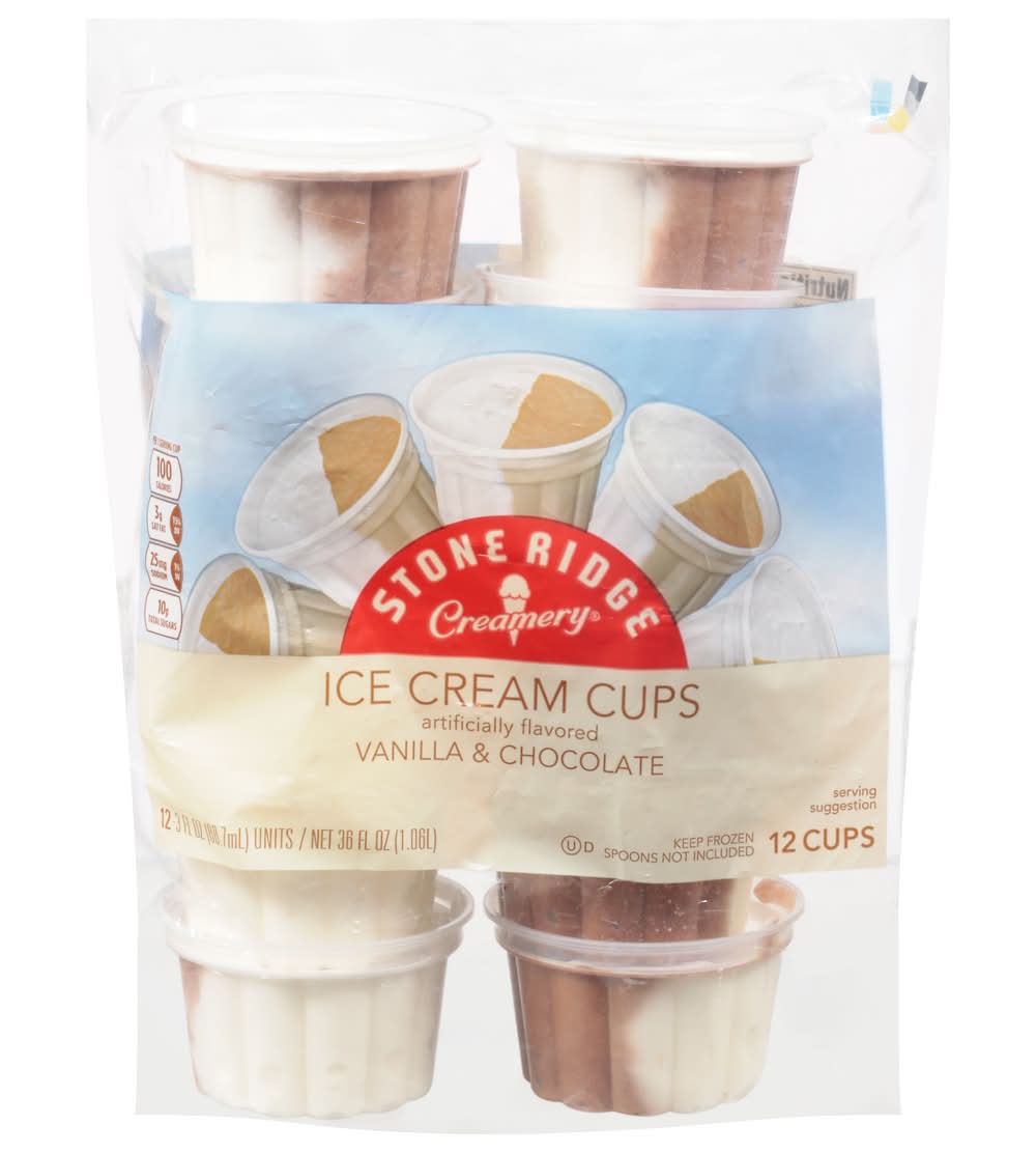 Stone Ridge Creamery Vanilla & Chocolate Ice Cream Cups (36 fl oz, 12 ct)