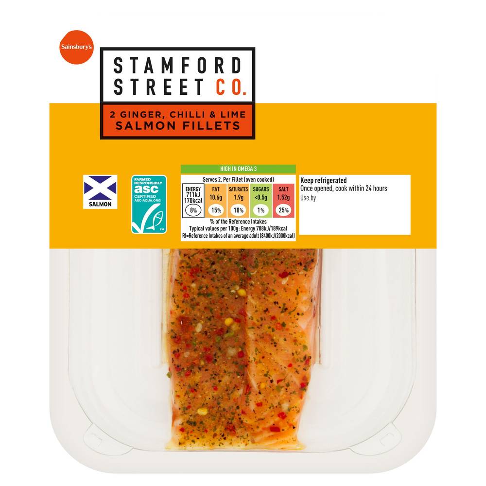 Stamford Street Co. Ginger,  Chilli & Lime Salmon Fillets 220g