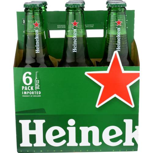 Heineken Lager Beer 6 Pack Bottles