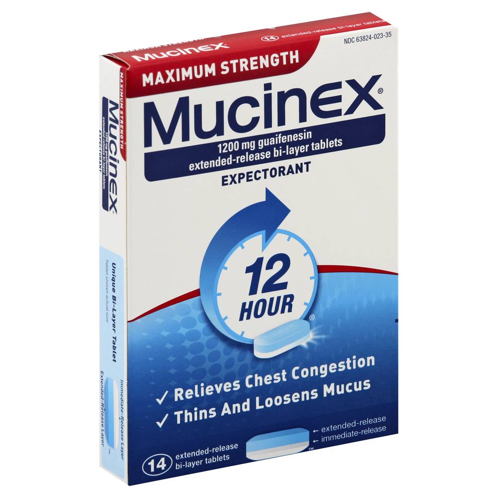 Mucinex Expectorant Guaifenesin 1200 mg Tablets (1.12 oz, 14 ct)